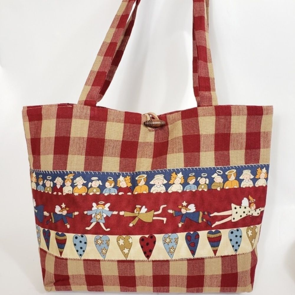 Vintage Handmade Gingham Patchwork Christmas Holi… - image 2
